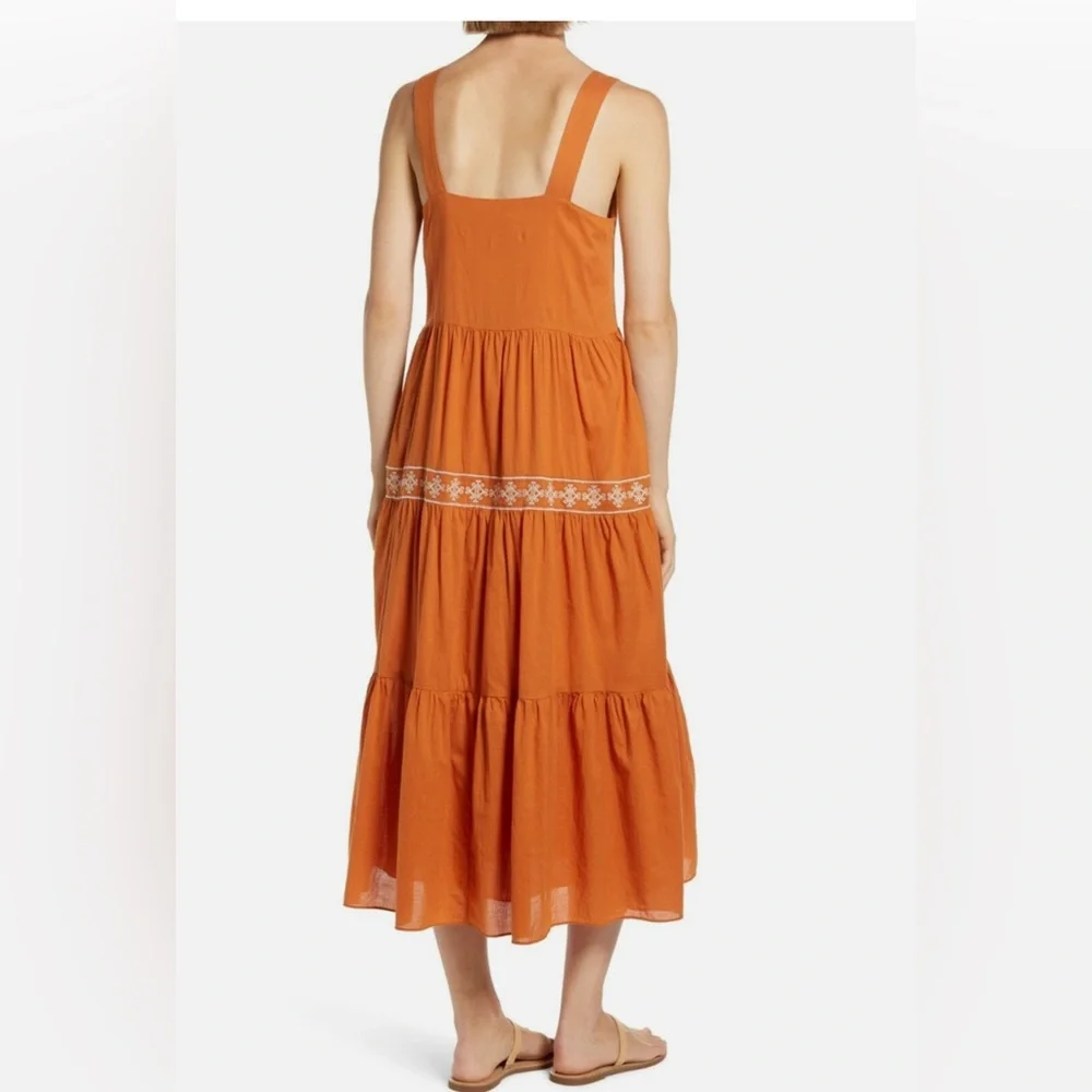 Madewell Terracotta Embroidered Midi Dress - Picture 2 of 4